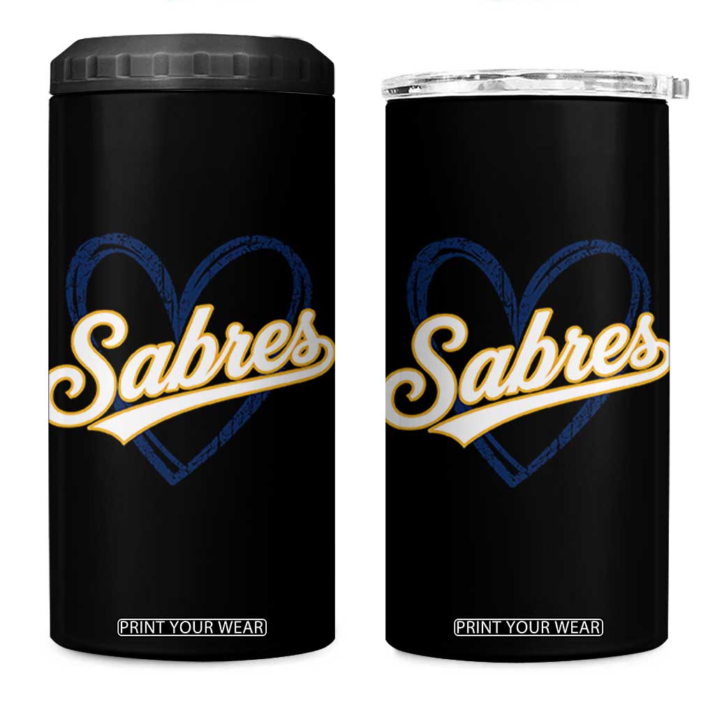 Vintage 70s Sabres Name Heart Script Style 4 in 1 Can Cooler Tumbler Retro Distressed Tailgate Spirit Sports Fan TS02 One Size: 16 oz Black Print Your Wear