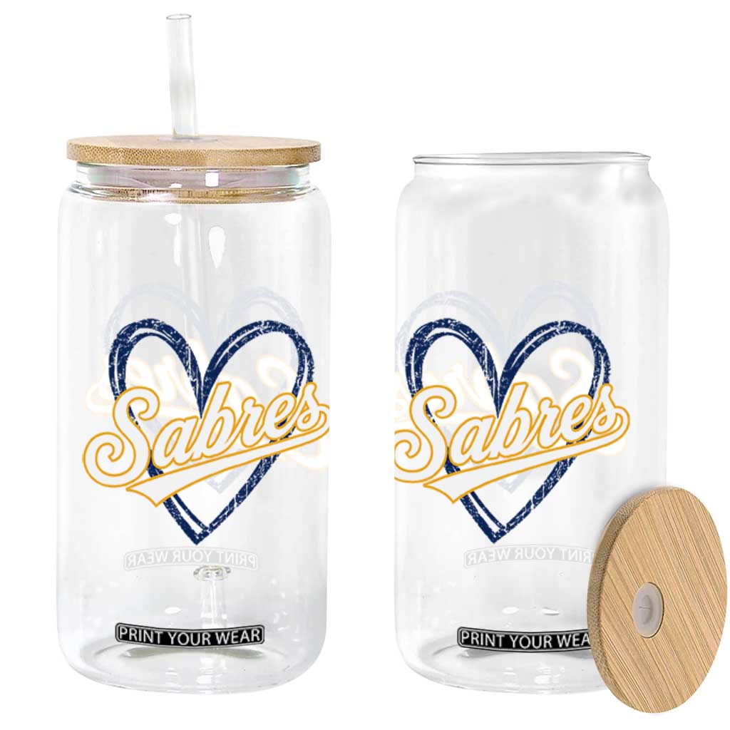 Vintage 70s Sabres Name Heart Script Style Glass Can Retro Distressed Tailgate Spirit Sports Fan TS02 Print Your Wear