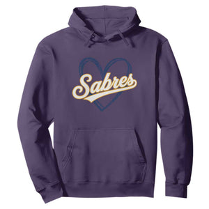 Vintage 70s Sabres Name Heart Script Style Hoodie Retro Distressed Tailgate Spirit Sports Fan TS02 Purple Print Your Wear