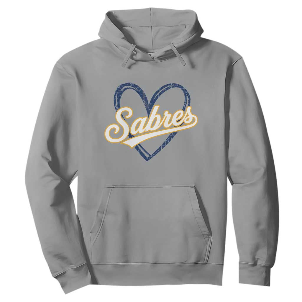 Vintage 70s Sabres Name Heart Script Style Hoodie Retro Distressed Tailgate Spirit Sports Fan TS02 Sport Gray Print Your Wear