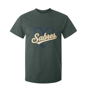 Vintage 70s Sabres Name Heart Script Style T Shirt For Kid Retro Distressed Tailgate Spirit Sports Fan TS02 Dark Forest Green Print Your Wear