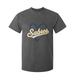 Vintage 70s Sabres Name Heart Script Style T Shirt For Kid Retro Distressed Tailgate Spirit Sports Fan TS02 Dark Heather Print Your Wear