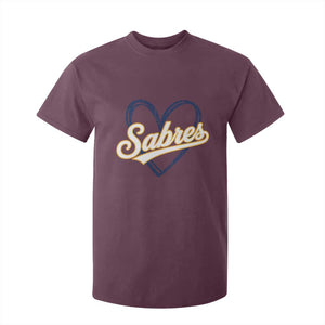 Vintage 70s Sabres Name Heart Script Style T Shirt For Kid Retro Distressed Tailgate Spirit Sports Fan TS02 Maroon Print Your Wear
