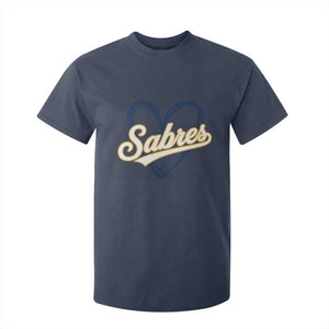 Vintage 70s Sabres Name Heart Script Style T Shirt For Kid Retro Distressed Tailgate Spirit Sports Fan TS02 Navy Print Your Wear