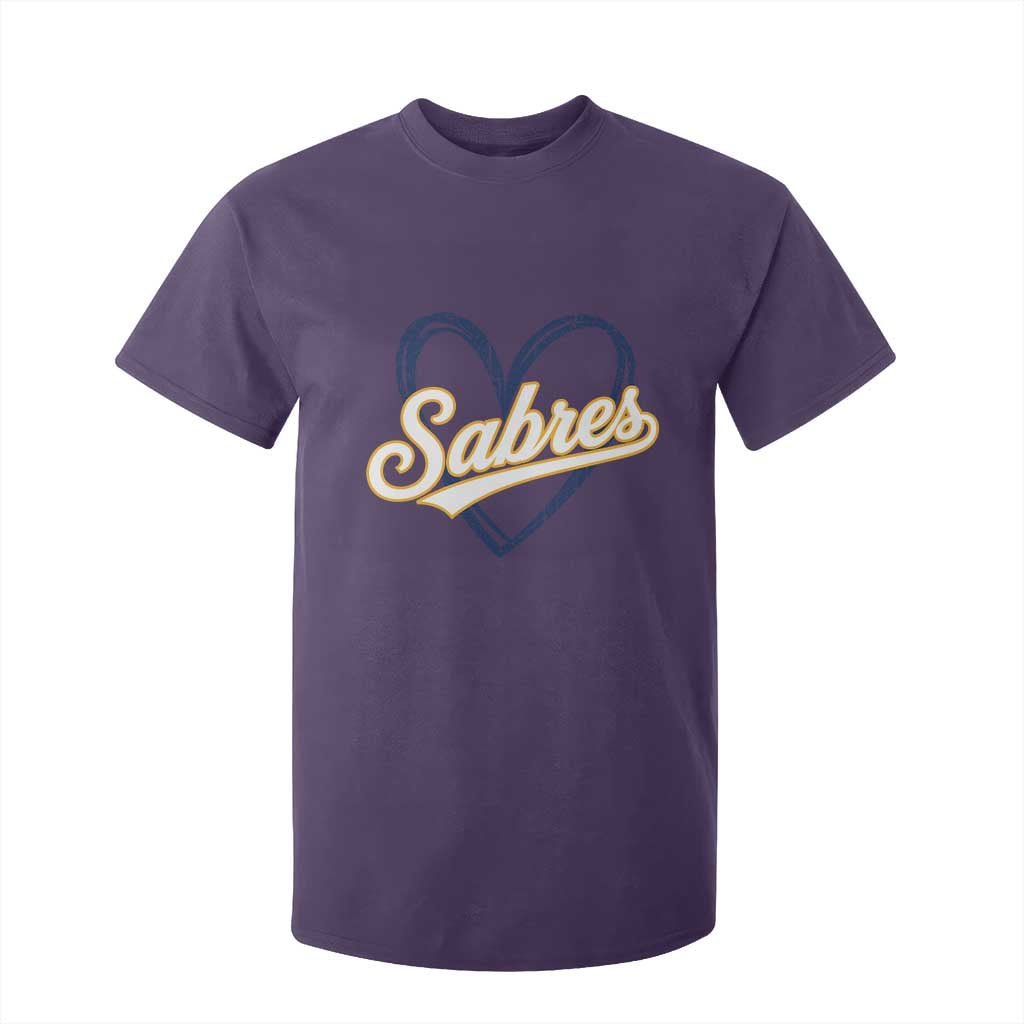 Vintage 70s Sabres Name Heart Script Style T Shirt For Kid Retro Distressed Tailgate Spirit Sports Fan TS02 Purple Print Your Wear