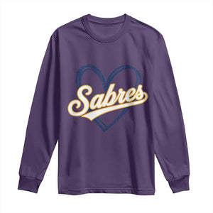 Vintage 70s Sabres Name Heart Script Style Long Sleeve Shirt Retro Distressed Tailgate Spirit Sports Fan TS02 Purple Print Your Wear