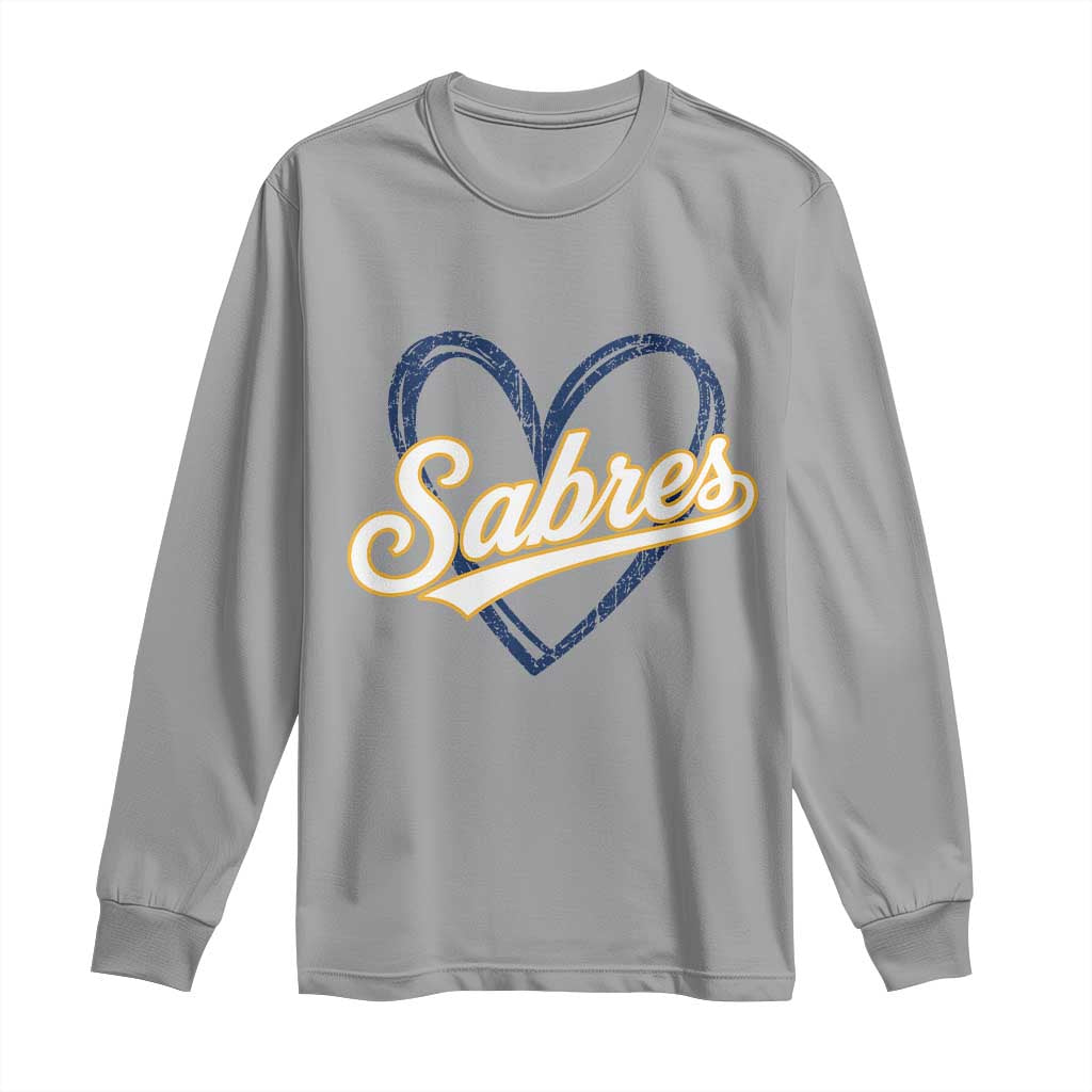 Vintage 70s Sabres Name Heart Script Style Long Sleeve Shirt Retro Distressed Tailgate Spirit Sports Fan TS02 Sport Gray Print Your Wear