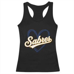 Vintage 70s Sabres Name Heart Script Style Racerback Tank Top Retro Distressed Tailgate Spirit Sports Fan TS02 Black Print Your Wear