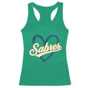 Vintage 70s Sabres Name Heart Script Style Racerback Tank Top Retro Distressed Tailgate Spirit Sports Fan TS02 Irish Green Print Your Wear