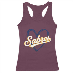 Vintage 70s Sabres Name Heart Script Style Racerback Tank Top Retro Distressed Tailgate Spirit Sports Fan TS02 Maroon Print Your Wear
