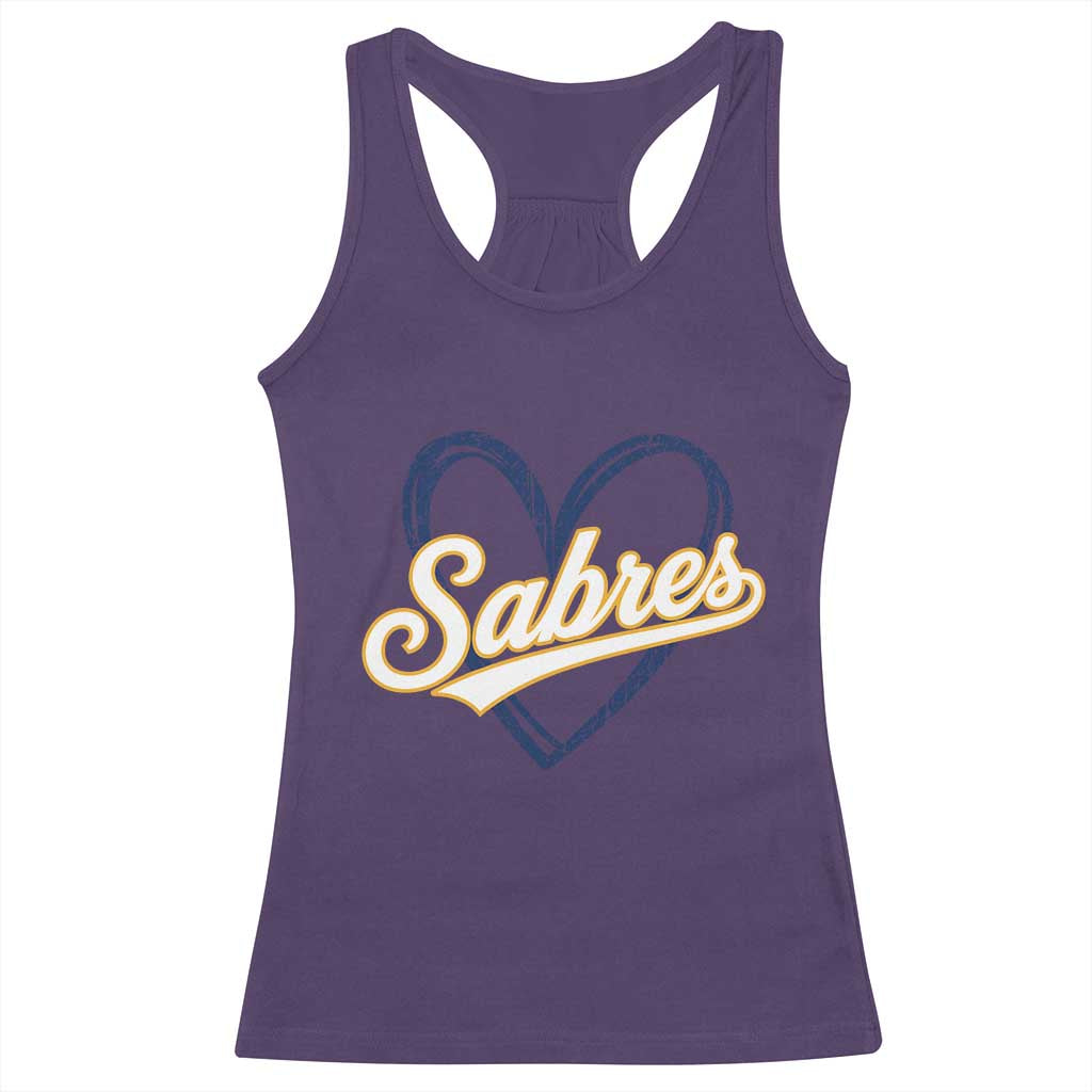 Vintage 70s Sabres Name Heart Script Style Racerback Tank Top Retro Distressed Tailgate Spirit Sports Fan TS02 Purple Print Your Wear