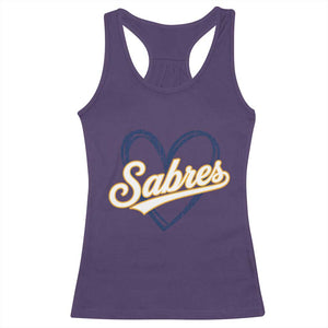 Vintage 70s Sabres Name Heart Script Style Racerback Tank Top Retro Distressed Tailgate Spirit Sports Fan TS02 Purple Print Your Wear