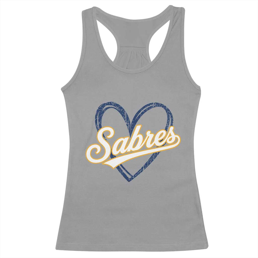 Vintage 70s Sabres Name Heart Script Style Racerback Tank Top Retro Distressed Tailgate Spirit Sports Fan TS02 Sport Gray Print Your Wear