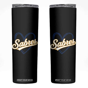 Vintage 70s Sabres Name Heart Script Style Skinny Tumbler Retro Distressed Tailgate Spirit Sports Fan TS02 Black Print Your Wear