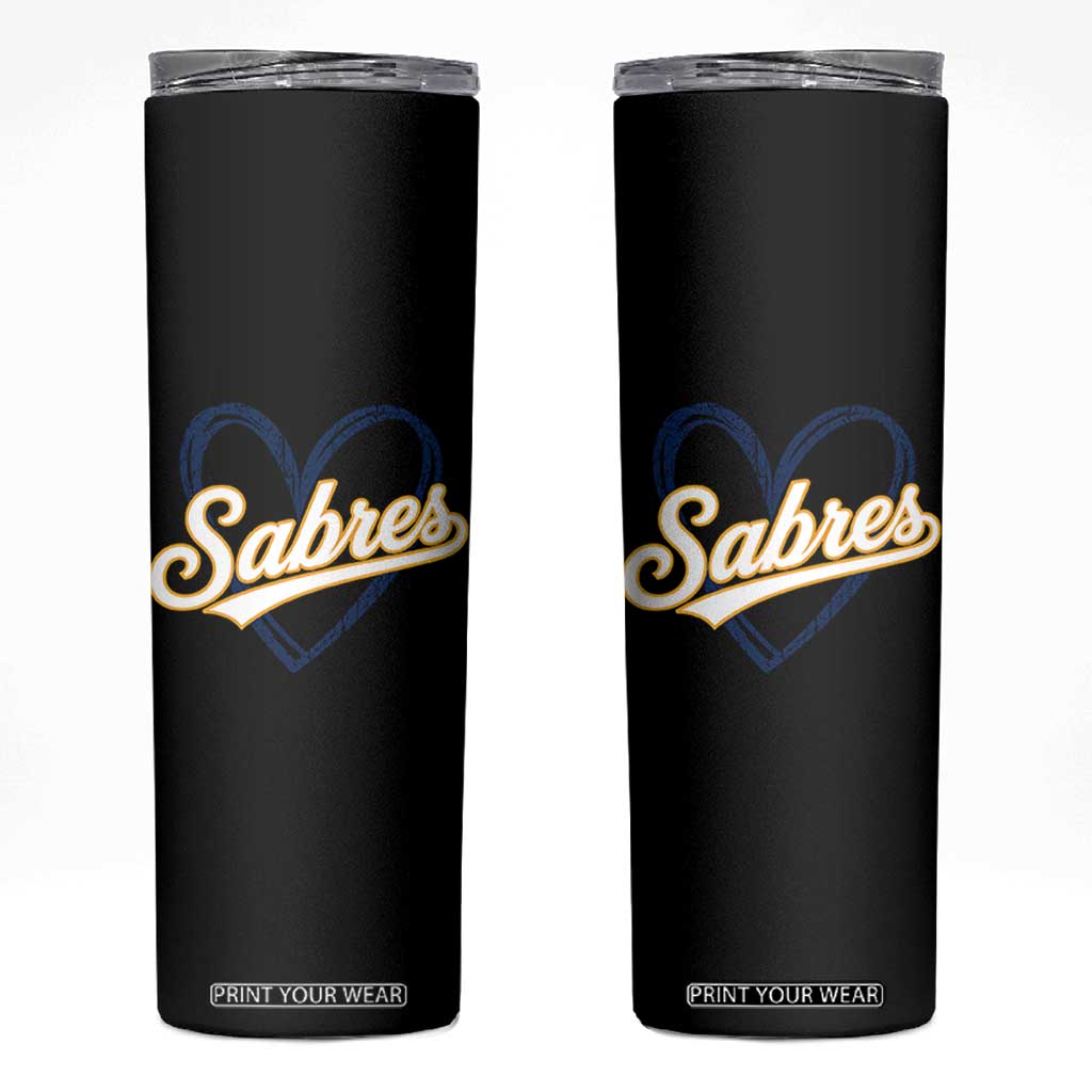 Vintage 70s Sabres Name Heart Script Style Skinny Tumbler Retro Distressed Tailgate Spirit Sports Fan TS02 Black Print Your Wear