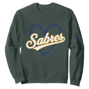 Vintage 70s Sabres Name Heart Script Style Sweatshirt Retro Distressed Tailgate Spirit Sports Fan TS02 Dark Forest Green Print Your Wear