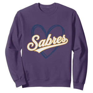 Vintage 70s Sabres Name Heart Script Style Sweatshirt Retro Distressed Tailgate Spirit Sports Fan TS02 Purple Print Your Wear