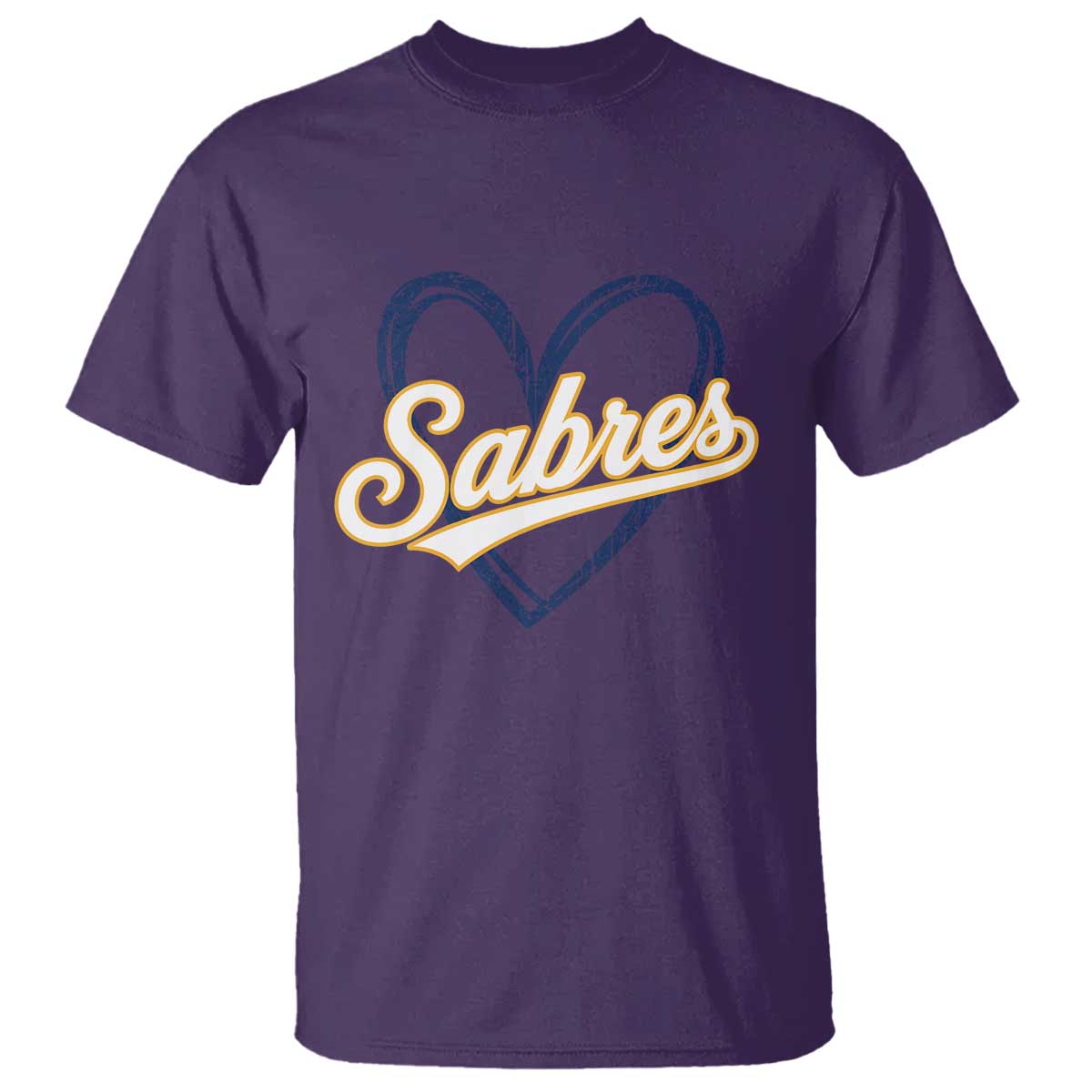 Vintage 70s Sabres Name Heart Script Style T Shirt Retro Distressed Tailgate Spirit Sports Fan TS02 Purple Print Your Wear