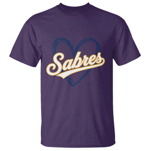 Vintage 70s Sabres Name Heart Script Style T Shirt Retro Distressed Tailgate Spirit Sports Fan TS02 Purple Print Your Wear