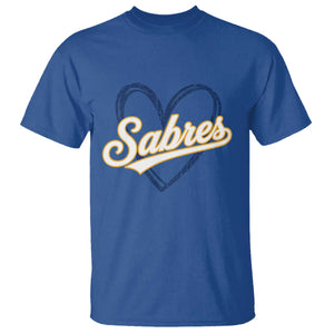 Vintage 70s Sabres Name Heart Script Style T Shirt Retro Distressed Tailgate Spirit Sports Fan TS02 Royal Blue Print Your Wear