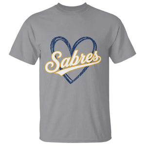 Vintage 70s Sabres Name Heart Script Style T Shirt Retro Distressed Tailgate Spirit Sports Fan TS02 Sport Gray Print Your Wear