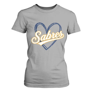 Vintage 70s Sabres Name Heart Script Style T Shirt For Women Retro Distressed Tailgate Spirit Sports Fan TS02 Sport Gray Print Your Wear