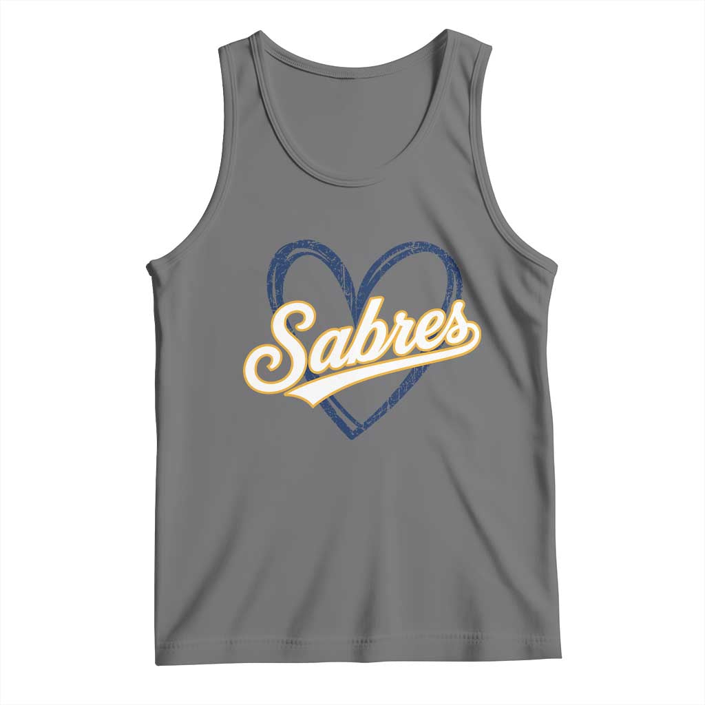 Vintage 70s Sabres Name Heart Script Style Tank Top Retro Distressed Tailgate Spirit Sports Fan TS02 Black Heather Print Your Wear