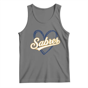 Vintage 70s Sabres Name Heart Script Style Tank Top Retro Distressed Tailgate Spirit Sports Fan TS02 Black Heather Print Your Wear