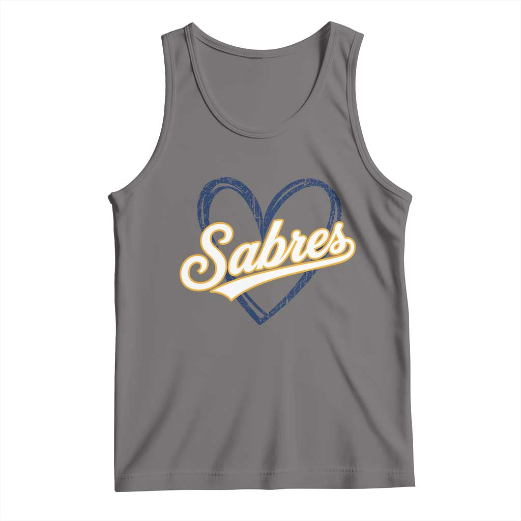 Vintage 70s Sabres Name Heart Script Style Tank Top Retro Distressed Tailgate Spirit Sports Fan TS02 Deep Heather Print Your Wear