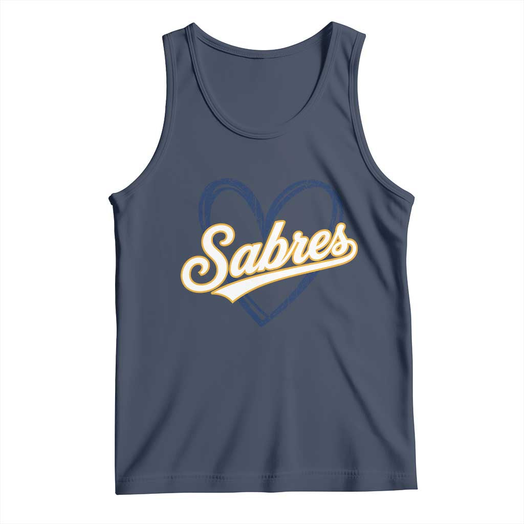 Vintage 70s Sabres Name Heart Script Style Tank Top Retro Distressed Tailgate Spirit Sports Fan TS02 Navy Print Your Wear