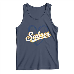 Vintage 70s Sabres Name Heart Script Style Tank Top Retro Distressed Tailgate Spirit Sports Fan TS02 Navy Print Your Wear