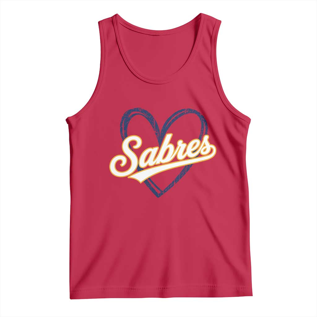 Vintage 70s Sabres Name Heart Script Style Tank Top Retro Distressed Tailgate Spirit Sports Fan TS02 Red Print Your Wear