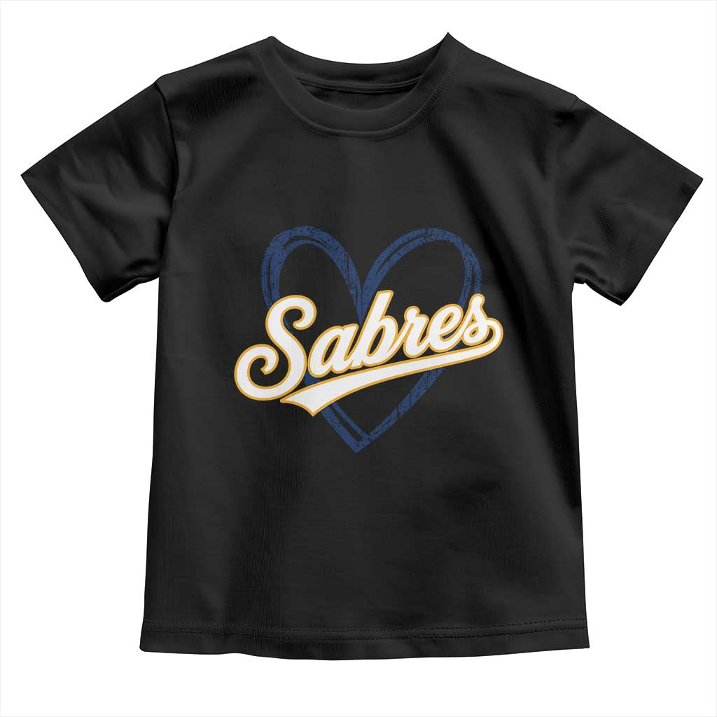 Vintage 70s Sabres Name Heart Script Style Toddler T Shirt Retro Distressed Tailgate Spirit Sports Fan TS02 Black Print Your Wear