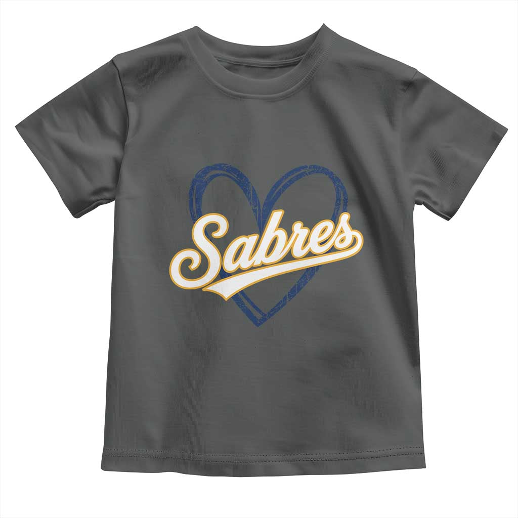 Vintage 70s Sabres Name Heart Script Style Toddler T Shirt Retro Distressed Tailgate Spirit Sports Fan TS02 Dark Heather Print Your Wear