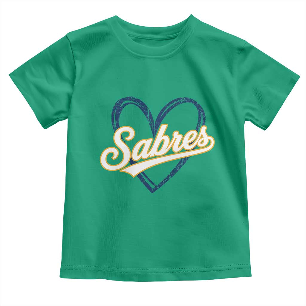 Vintage 70s Sabres Name Heart Script Style Toddler T Shirt Retro Distressed Tailgate Spirit Sports Fan TS02 Irish Green Print Your Wear