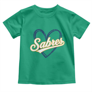 Vintage 70s Sabres Name Heart Script Style Toddler T Shirt Retro Distressed Tailgate Spirit Sports Fan TS02 Irish Green Print Your Wear
