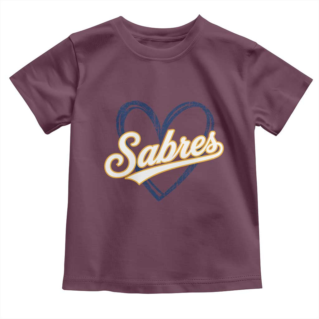 Vintage 70s Sabres Name Heart Script Style Toddler T Shirt Retro Distressed Tailgate Spirit Sports Fan TS02 Maroon Print Your Wear