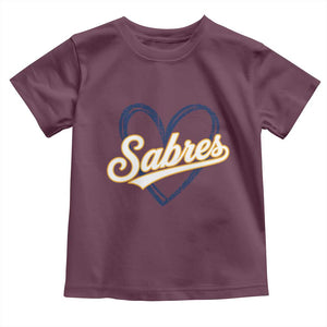 Vintage 70s Sabres Name Heart Script Style Toddler T Shirt Retro Distressed Tailgate Spirit Sports Fan TS02 Maroon Print Your Wear