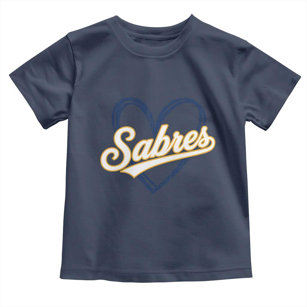 Vintage 70s Sabres Name Heart Script Style Toddler T Shirt Retro Distressed Tailgate Spirit Sports Fan TS02 Navy Print Your Wear