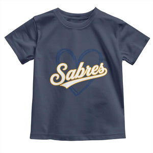 Vintage 70s Sabres Name Heart Script Style Toddler T Shirt Retro Distressed Tailgate Spirit Sports Fan TS02 Navy Print Your Wear