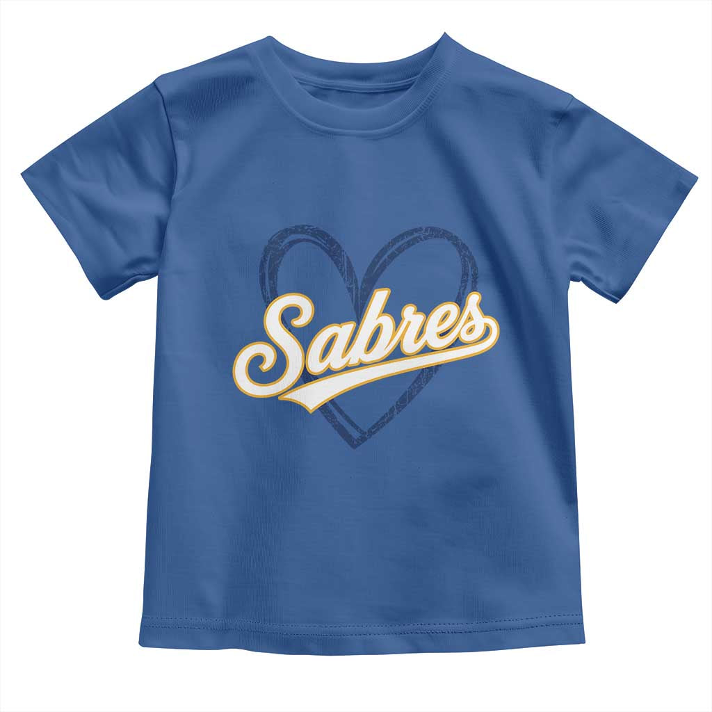 Vintage 70s Sabres Name Heart Script Style Toddler T Shirt Retro Distressed Tailgate Spirit Sports Fan TS02 Royal Blue Print Your Wear