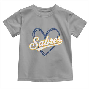 Vintage 70s Sabres Name Heart Script Style Toddler T Shirt Retro Distressed Tailgate Spirit Sports Fan TS02 Sport Gray Print Your Wear