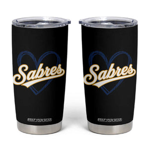 Vintage 70s Sabres Name Heart Script Style Tumbler Cup Retro Distressed Tailgate Spirit Sports Fan TS02 Black Print Your Wear