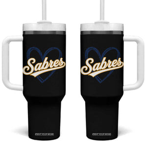 Vintage 70s Sabres Name Heart Script Style Tumbler With Handle Retro Distressed Tailgate Spirit Sports Fan TS02 One Size: 40 oz Black Print Your Wear