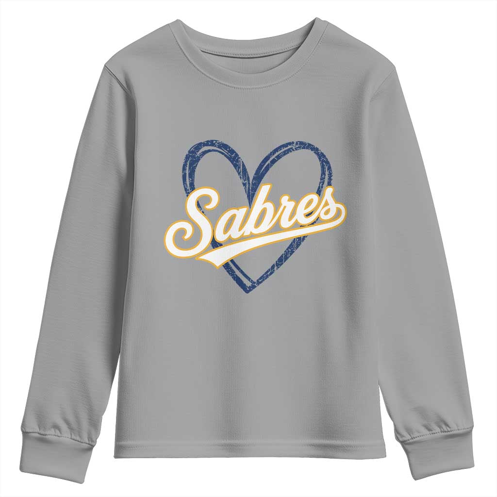 Vintage 70s Sabres Name Heart Script Style Youth Sweatshirt Retro Distressed Tailgate Spirit Sports Fan TS02 Sport Gray Print Your Wear