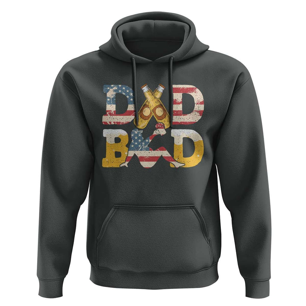 Funny Drinking Dad Hoodie Dad Bod Father Figure Beer Love American Flag TS02 Dark Heather Print Your Wear
