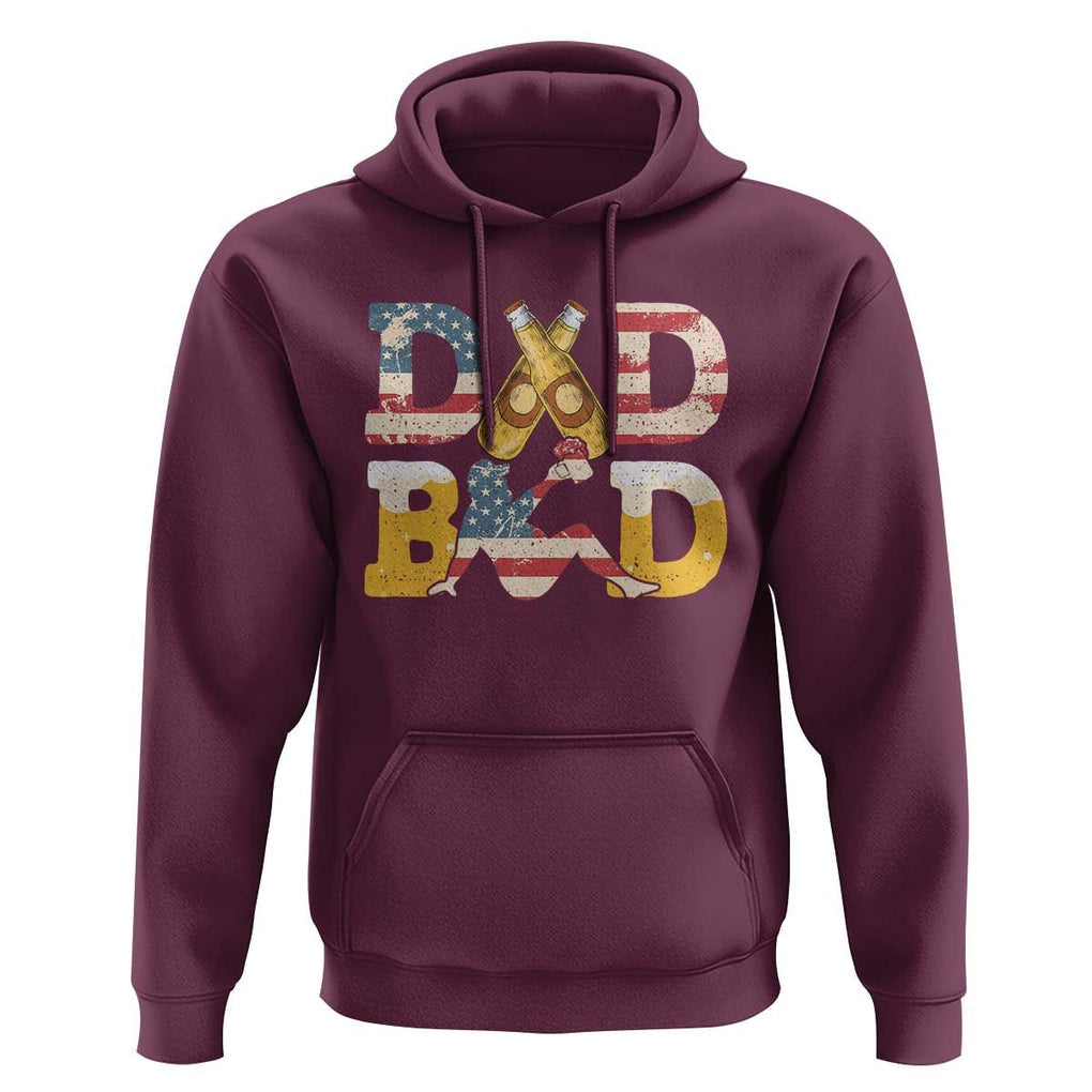 Funny Drinking Dad Hoodie Dad Bod Father Figure Beer Love American Flag TS02 Maroon Print Your Wear