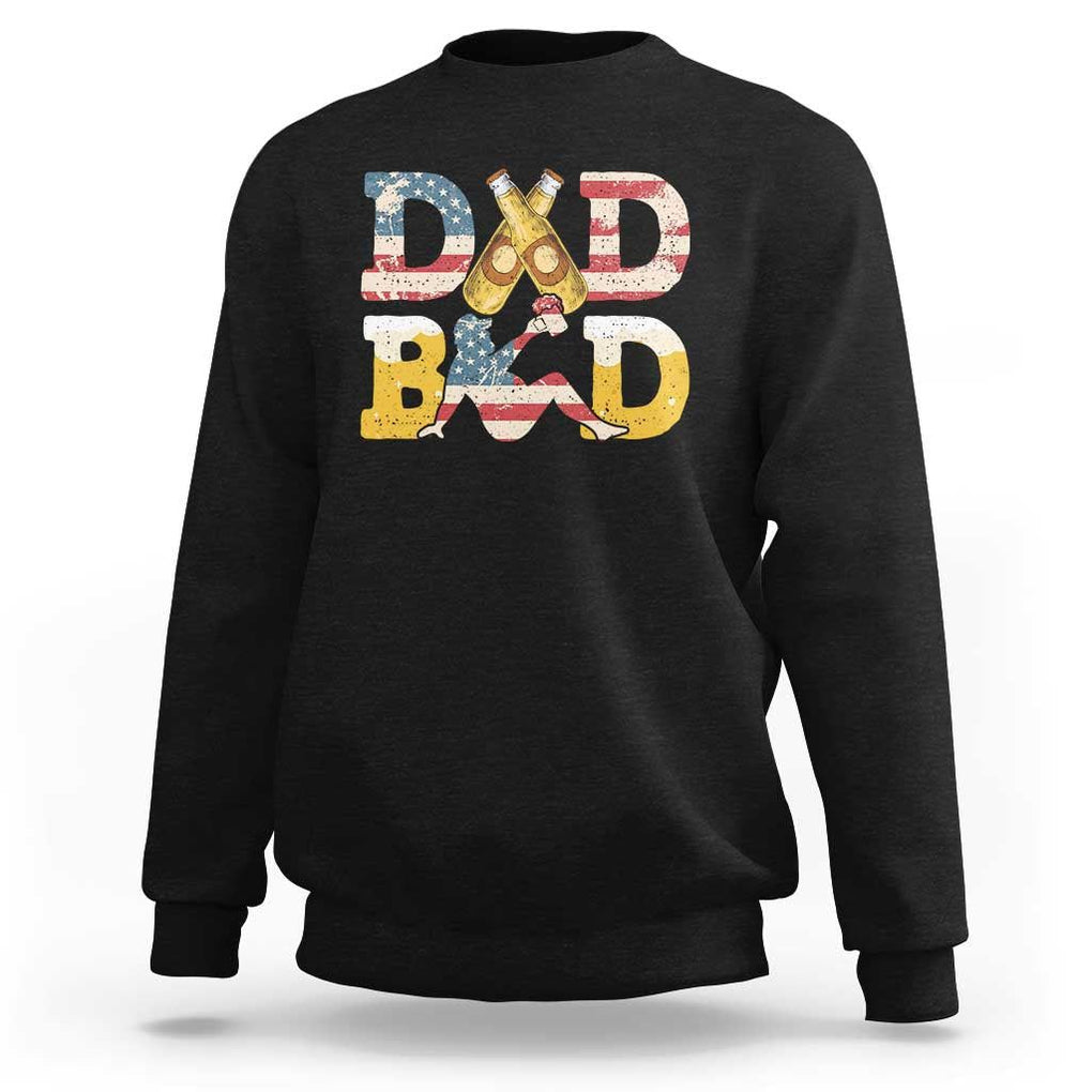 Funny Drinking Dad Sweatshirt Dad Bod Father Figure Beer Love American Flag TS02 Black Print Your Wear