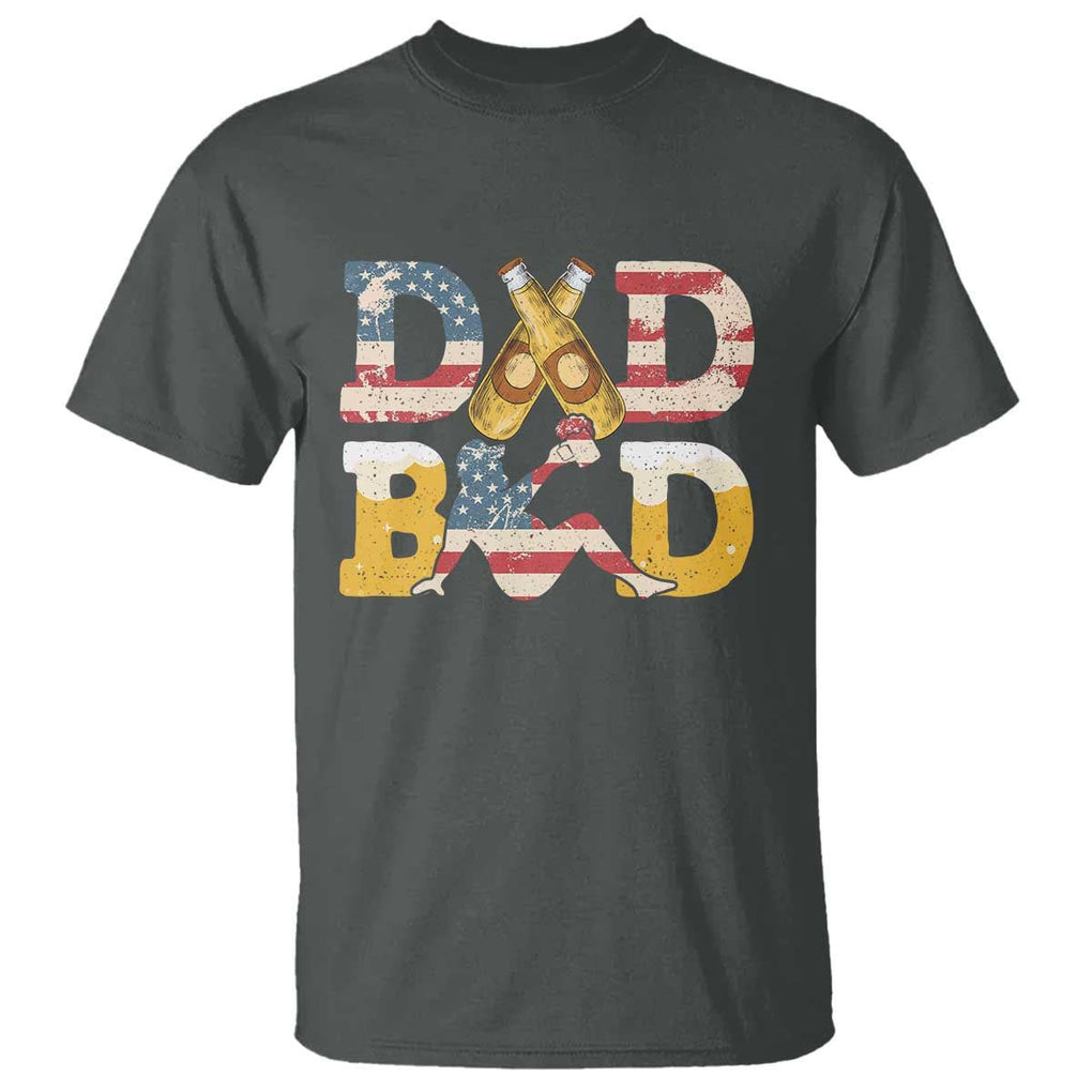 Funny Drinking Dad T Shirt Dad Bod Father Figure Beer Love American Flag TS02 Dark Heather Print Your Wear