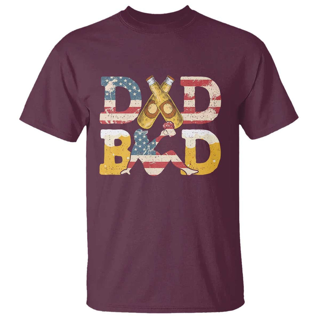 Funny Drinking Dad T Shirt Dad Bod Father Figure Beer Love American Flag TS02 Maroon Print Your Wear